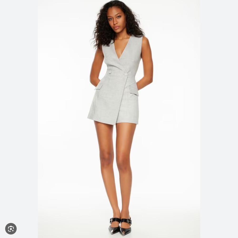 Dynamite Sleeveless Open Back Blazer Romper